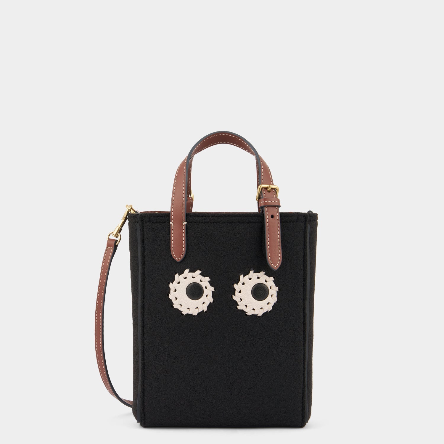 Mini N/S Eyes Felt Cross-body Tote -

          
            Wool Felt in Black -
          

          Anya Hindmarch EU
