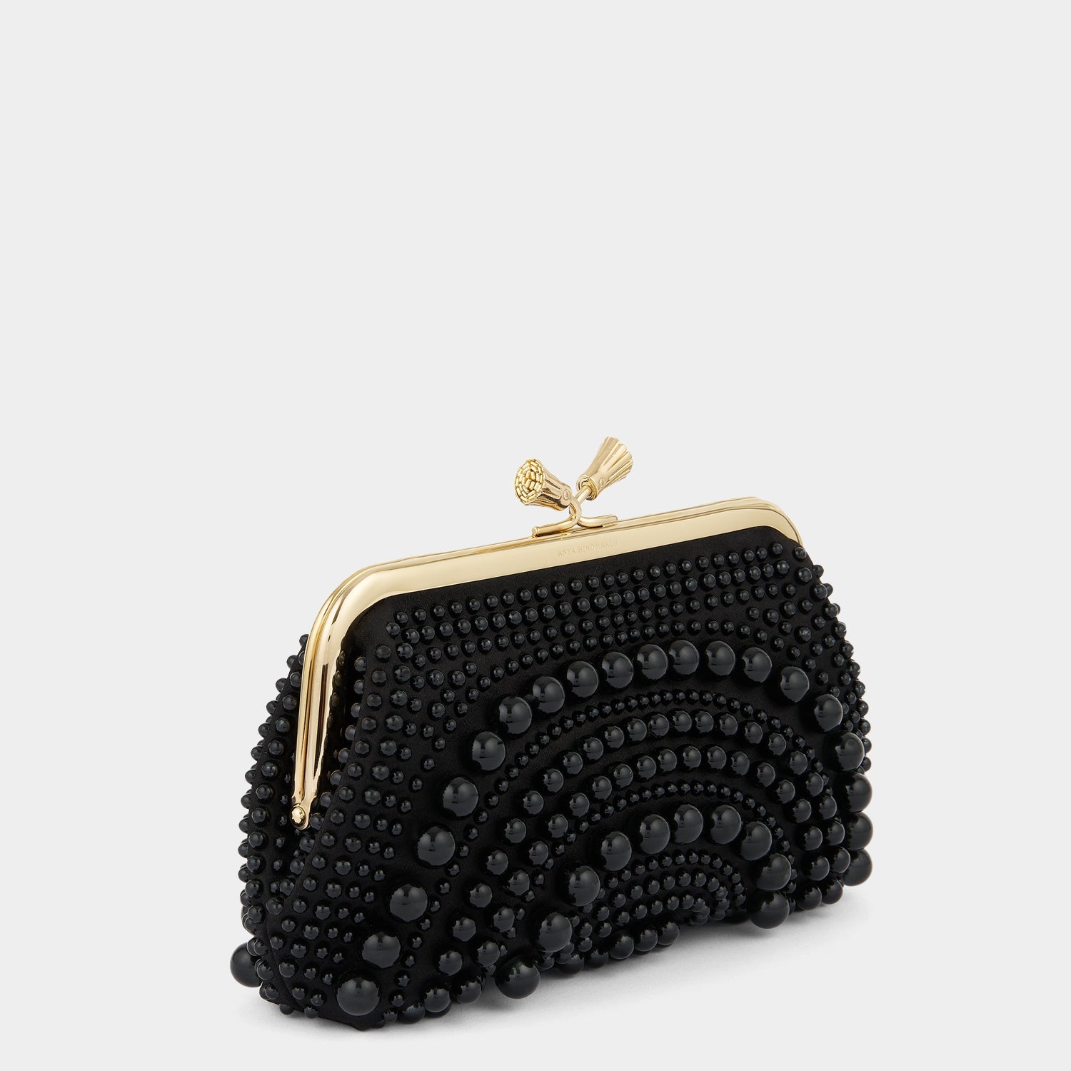 Maud Pearl Tassel Clutch -

          
            Beads/Satin in Black -
          

          Anya Hindmarch EU
