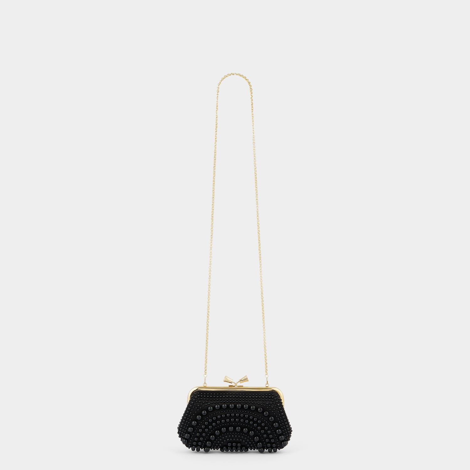 Maud Pearl Tassel Clutch -

          
            Beads/Satin in Black -
          

          Anya Hindmarch EU
