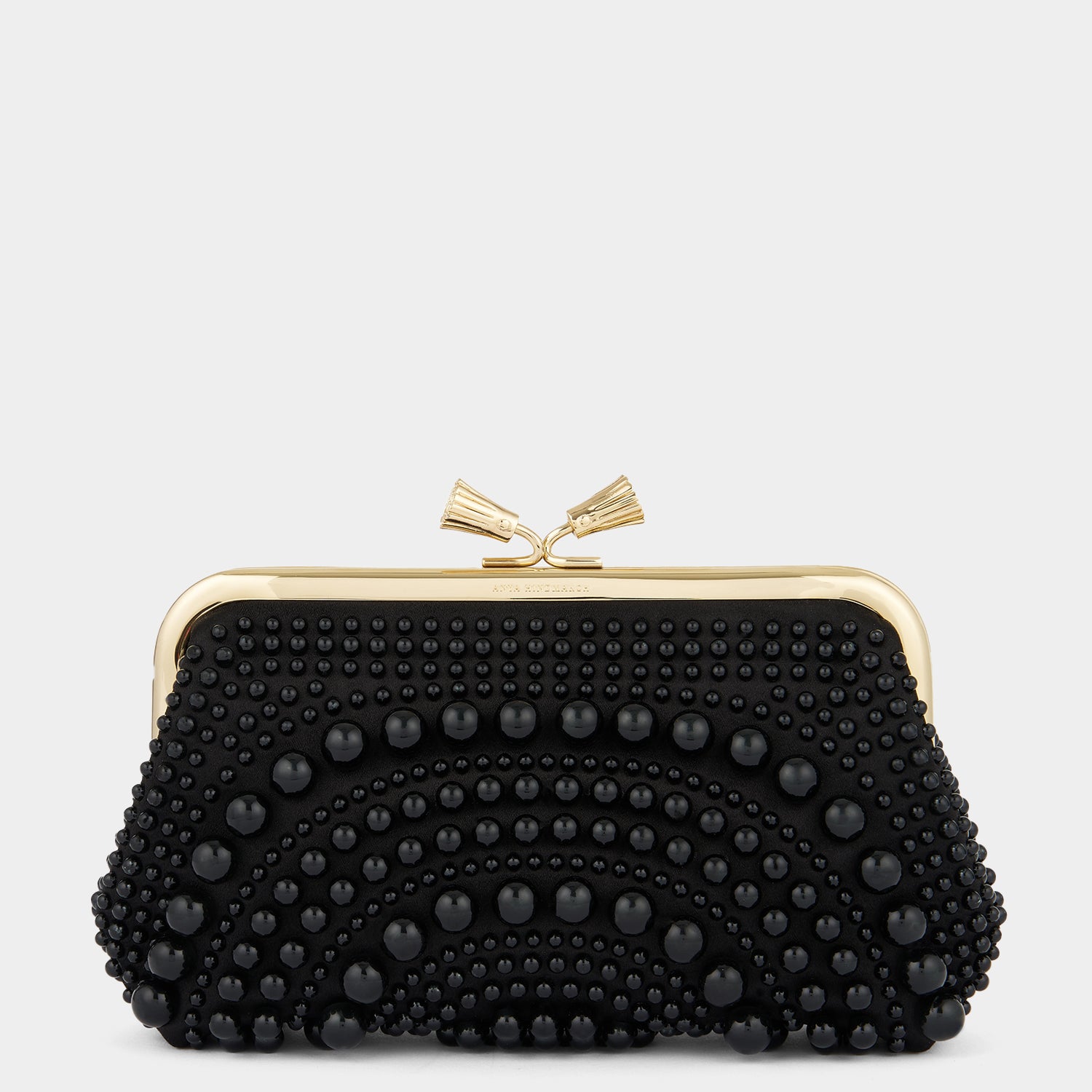 Maud Pearl Tassel Clutch -

          
            Beads/Satin in Black -
          

          Anya Hindmarch EU
