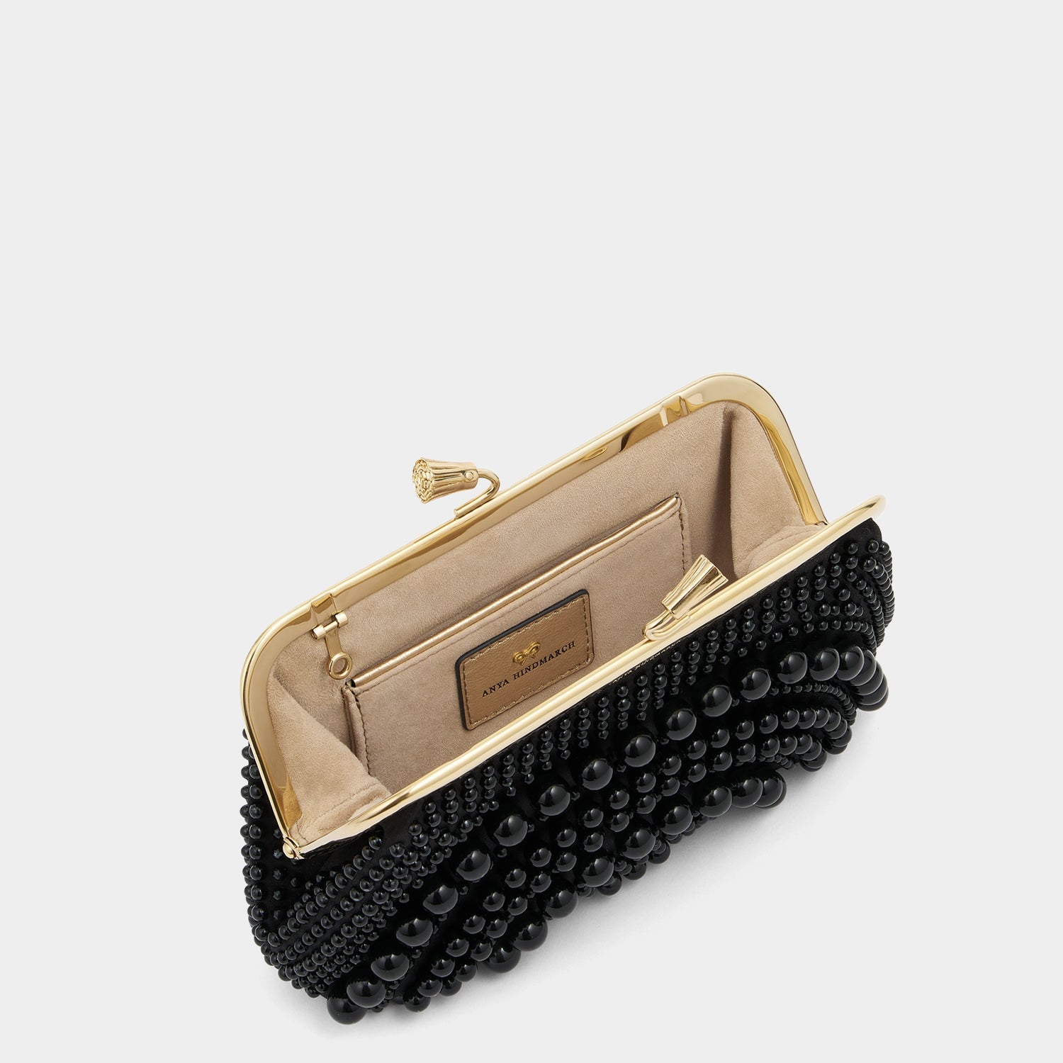 Maud Pearl Tassel Clutch -

          
            Beads/Satin in Black -
          

          Anya Hindmarch EU
