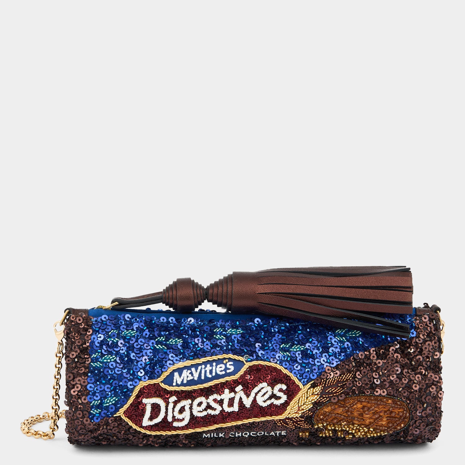 Anya Brands McVitie’s Chocolate Digestive Tassel Clutch -

          
            Beads/Sequins in Hazelnut -
          

          Anya Hindmarch EU
