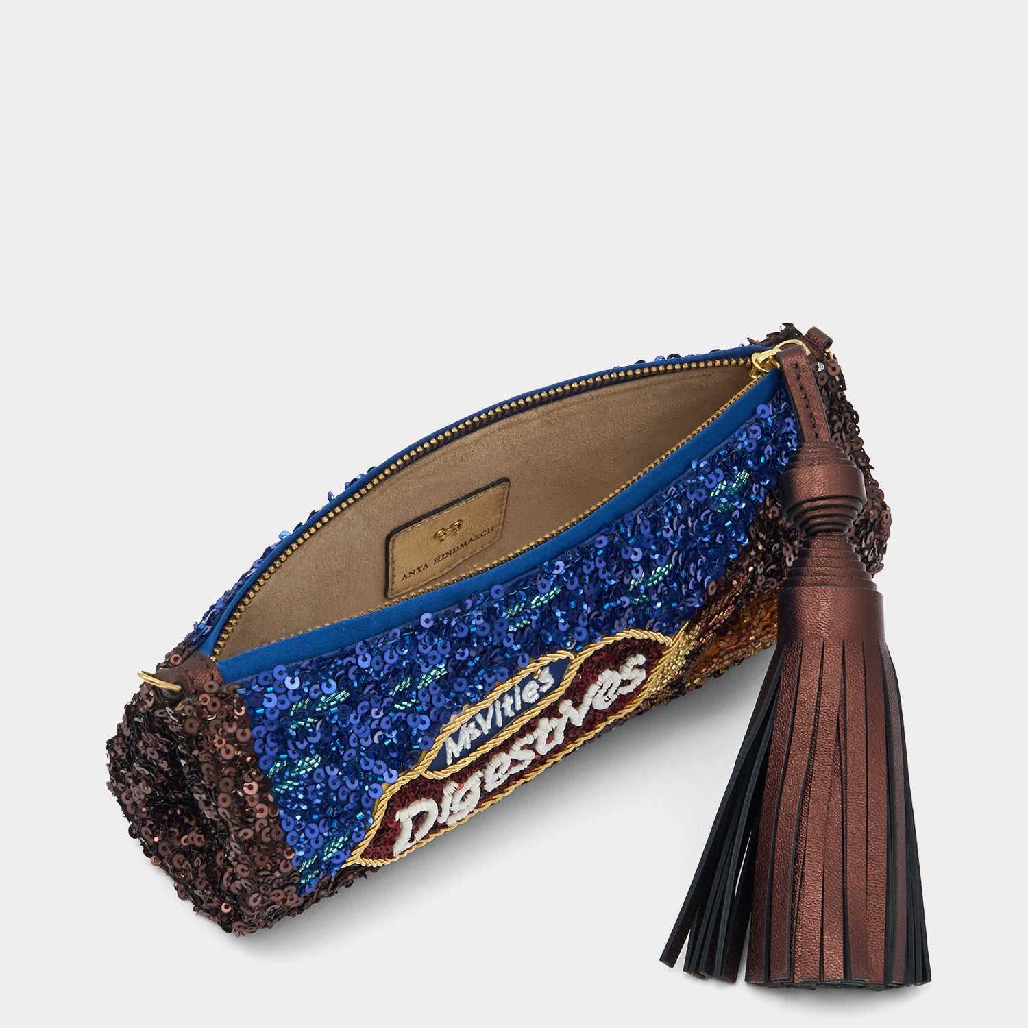 Anya Brands McVitie’s Chocolate Digestive Tassel Clutch -

          
            Beads/Sequins in Hazelnut -
          

          Anya Hindmarch EU
