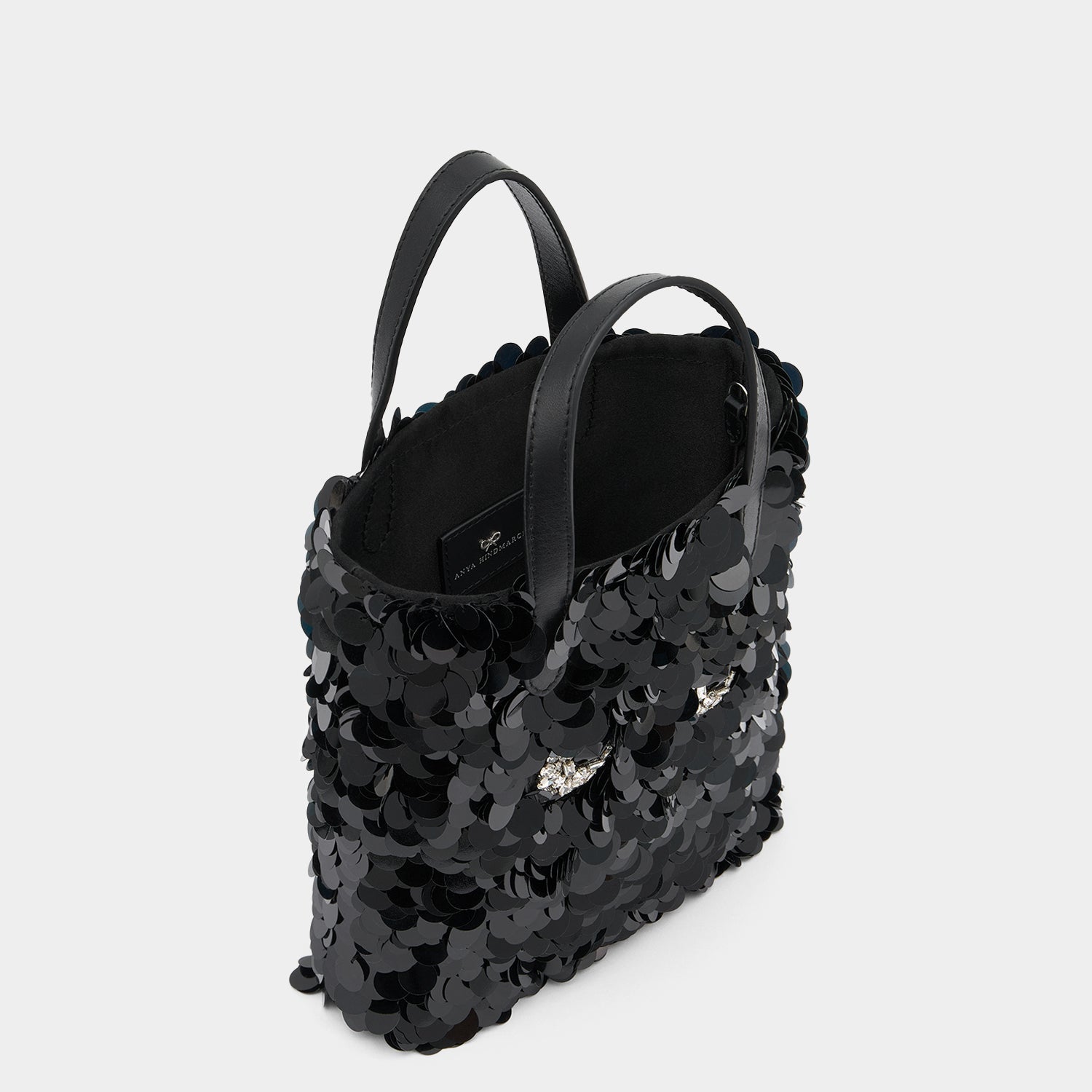 Mini N/S Eyes Embellished Cross-body Tote -

          
            Sequins in Black -
          

          Anya Hindmarch EU
