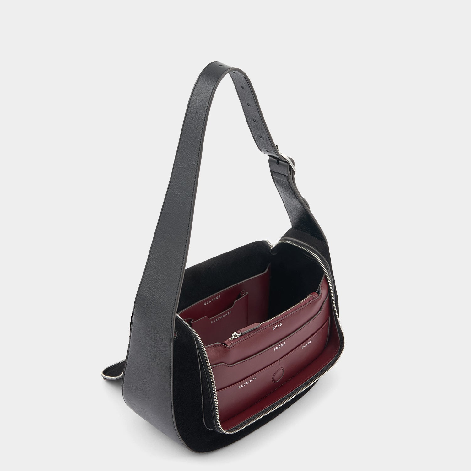 Vere Shoulder Bag -

          
            Suede/Calf Leather in Black -
          

          Anya Hindmarch EU
