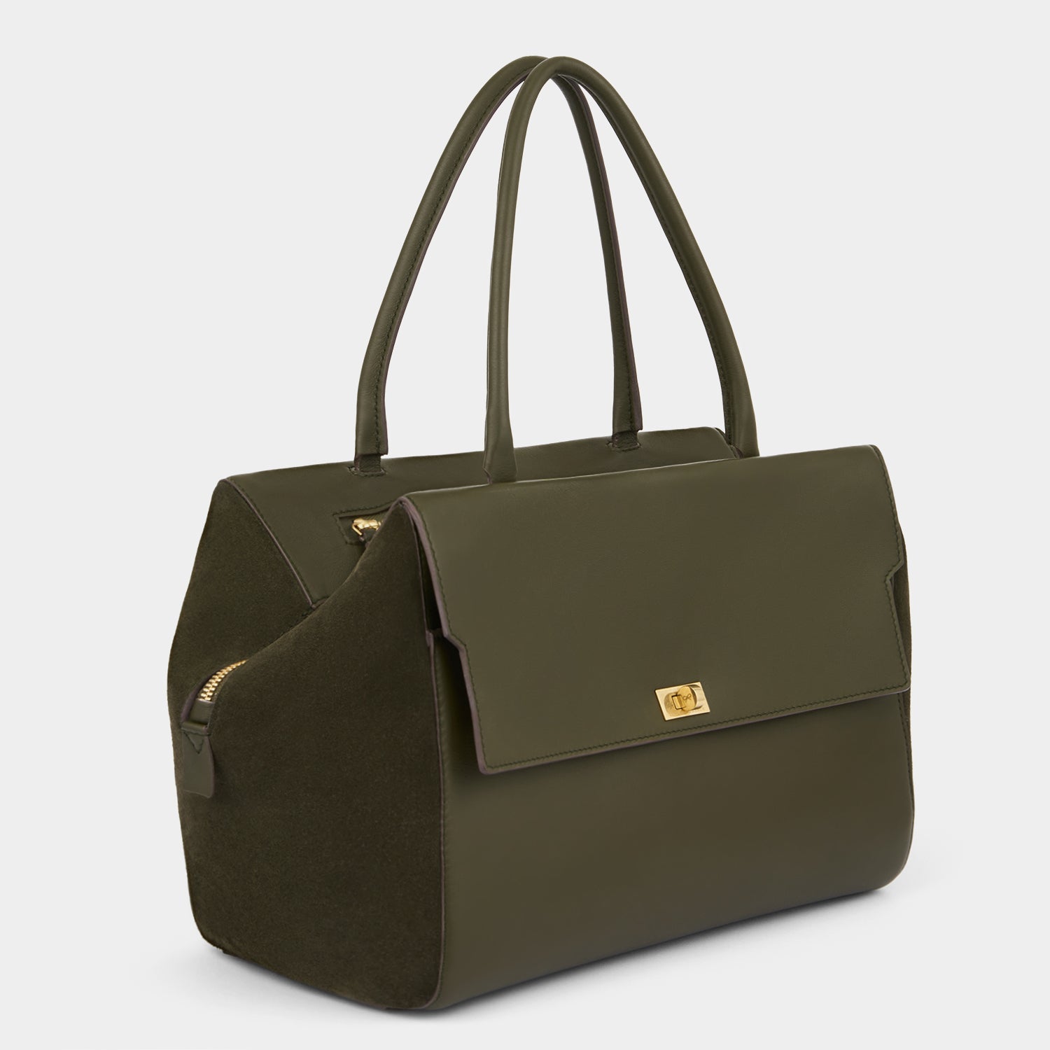 Seaton Top Handle -

          
            Calf Leather/Suede in Khaki -
          

          Anya Hindmarch EU
