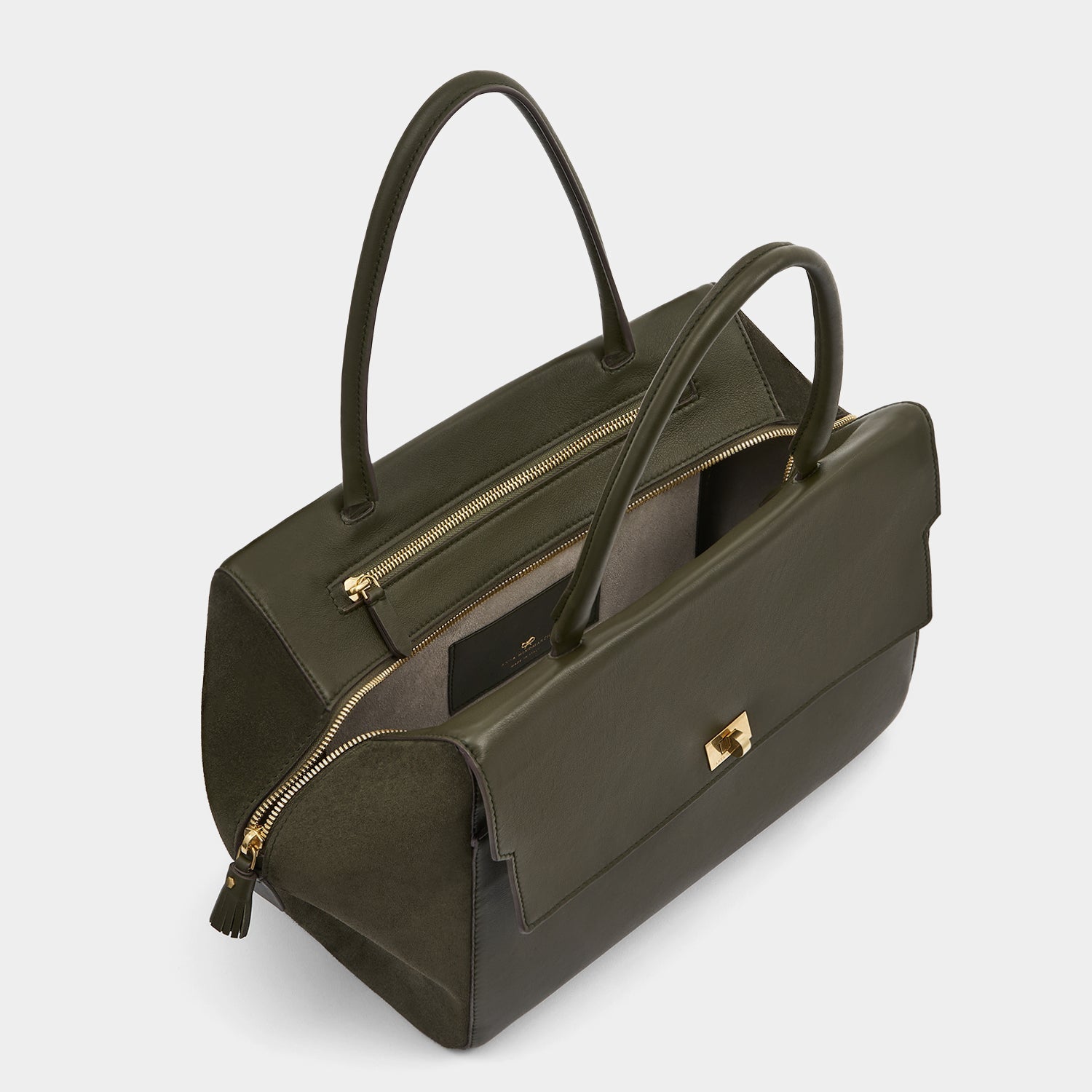 Seaton Top Handle -

          
            Calf Leather/Suede in Khaki -
          

          Anya Hindmarch EU
