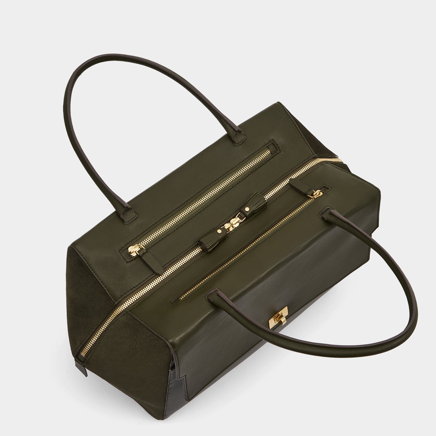 Seaton Top Handle -

          
            Calf Leather/Suede in Khaki -
          

          Anya Hindmarch EU
