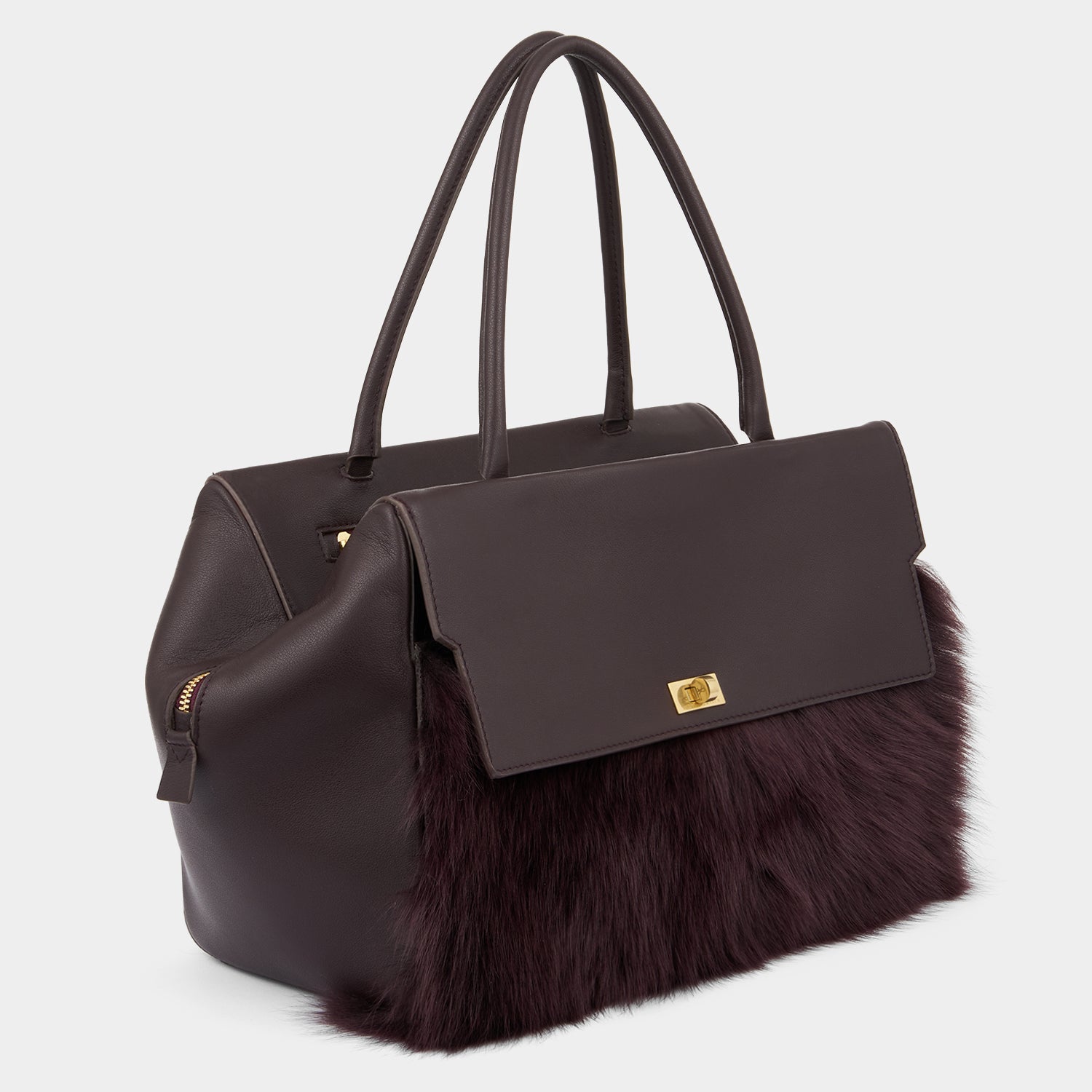 Seaton Top Handle -

          
            Calf Leather/Shearling in Burgundy -
          

          Anya Hindmarch EU
