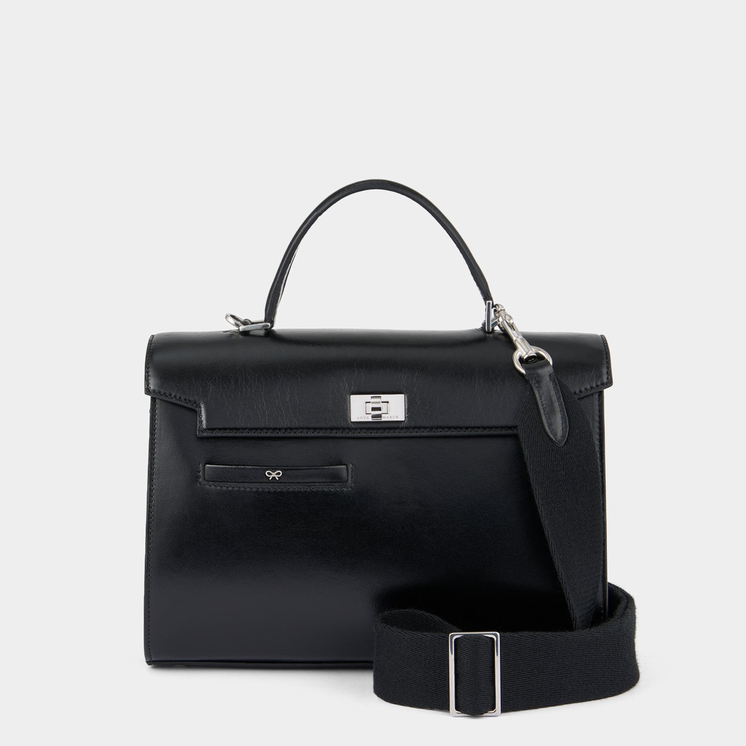 Mortimer Top Handle -

          
            Calf Leather in Glossy Black -
          

          Anya Hindmarch EU
