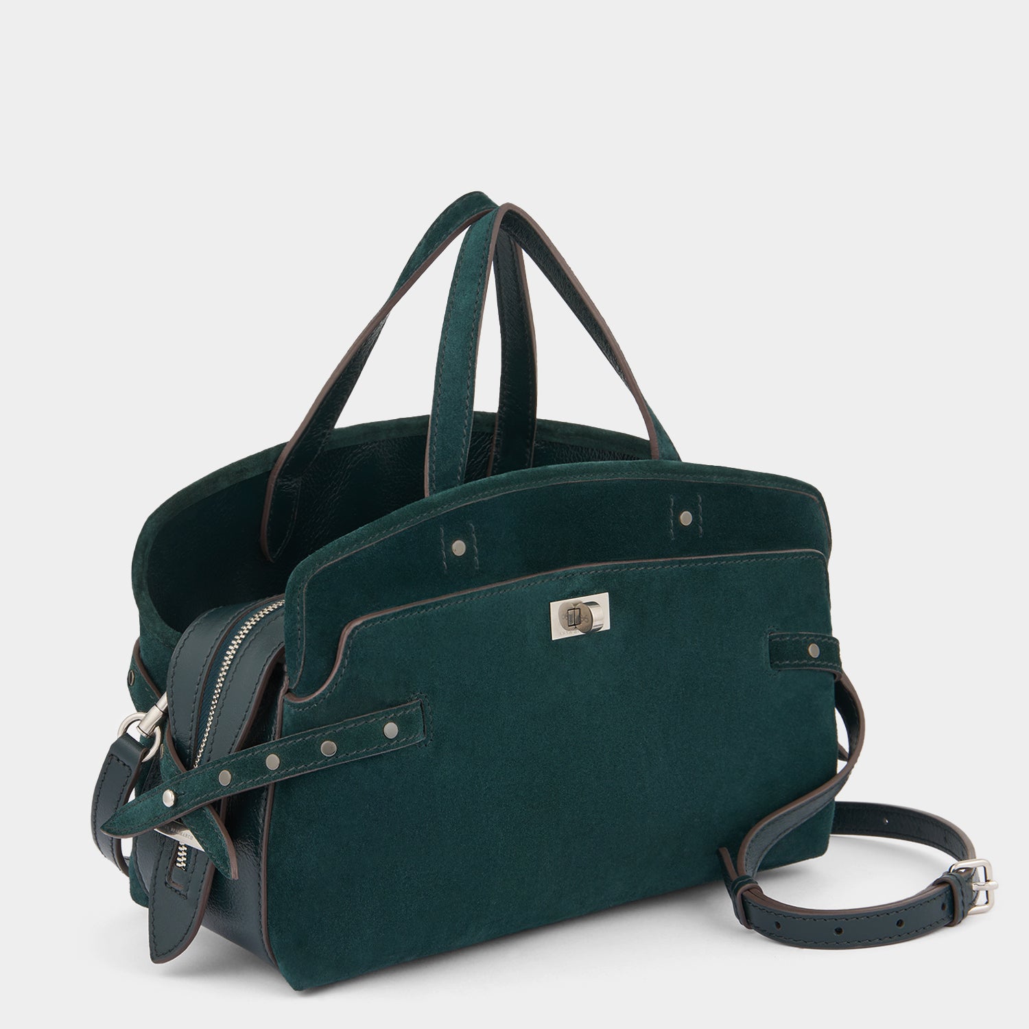 Wilson Cross-body with Studs -

          
            Suede/Calf Leather in Ink Green -
          

          Anya Hindmarch EU
