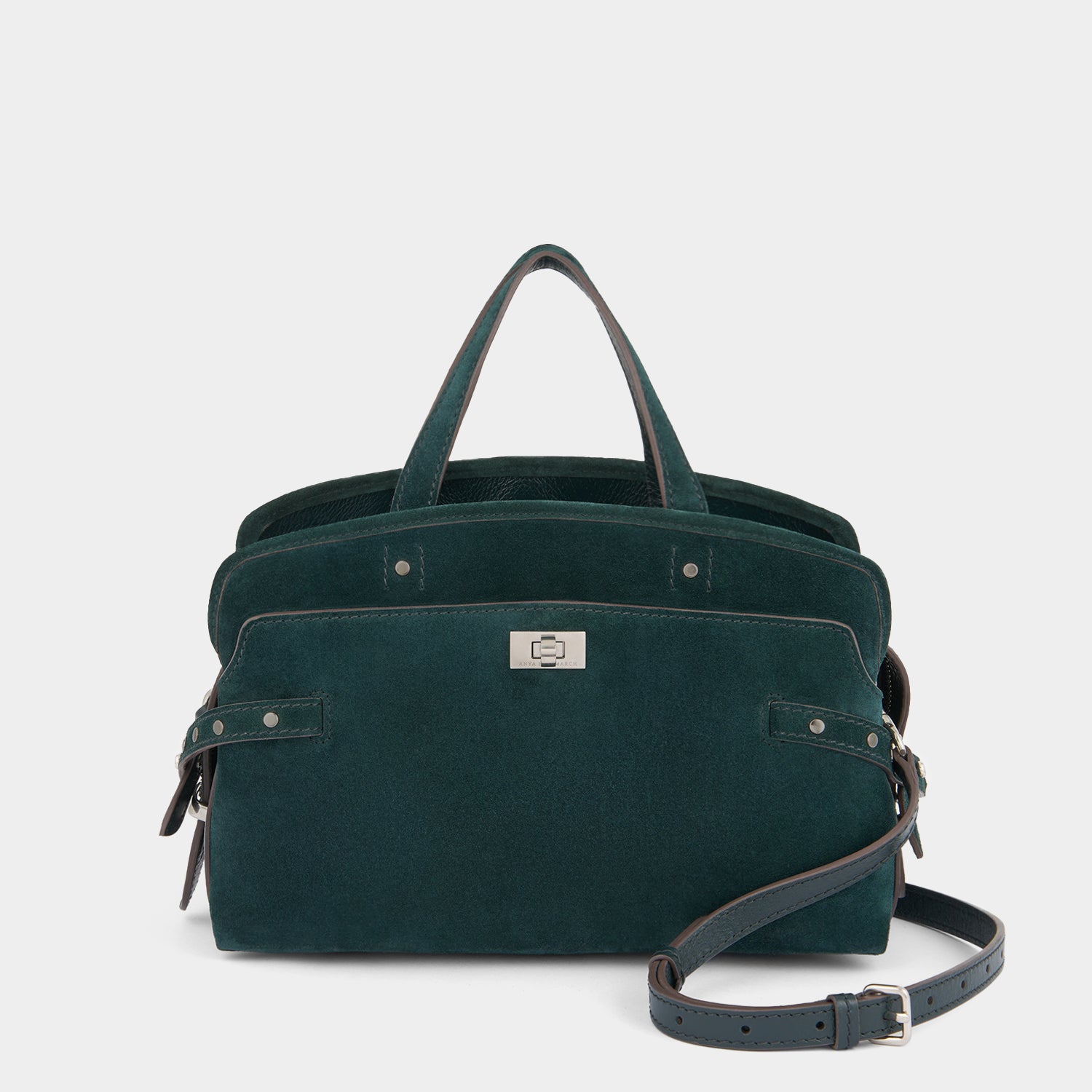 Wilson Cross-body with Studs -

          
            Suede/Calf Leather in Ink Green -
          

          Anya Hindmarch EU
