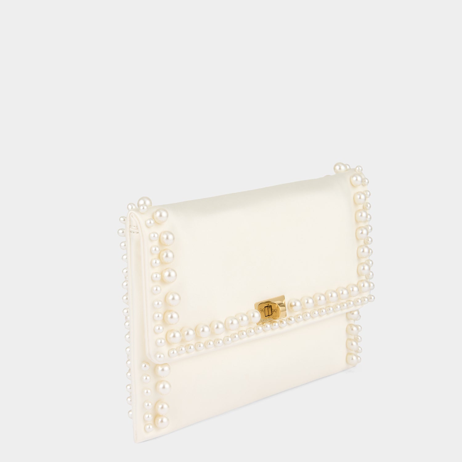 Valorie Pearls Clutch -

          
            Satin/Suede Leather in Ivory -
          

          Anya Hindmarch EU
