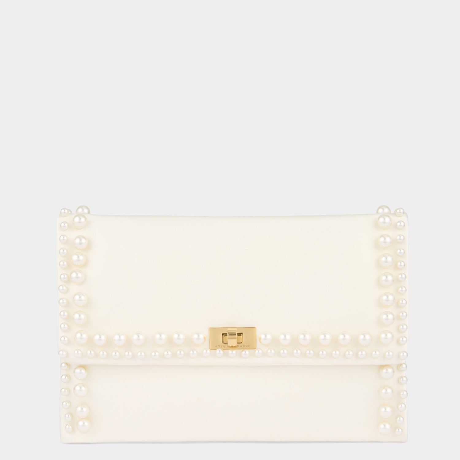 Valorie Pearls Clutch -

          
            Satin/Suede Leather in Ivory -
          

          Anya Hindmarch EU
