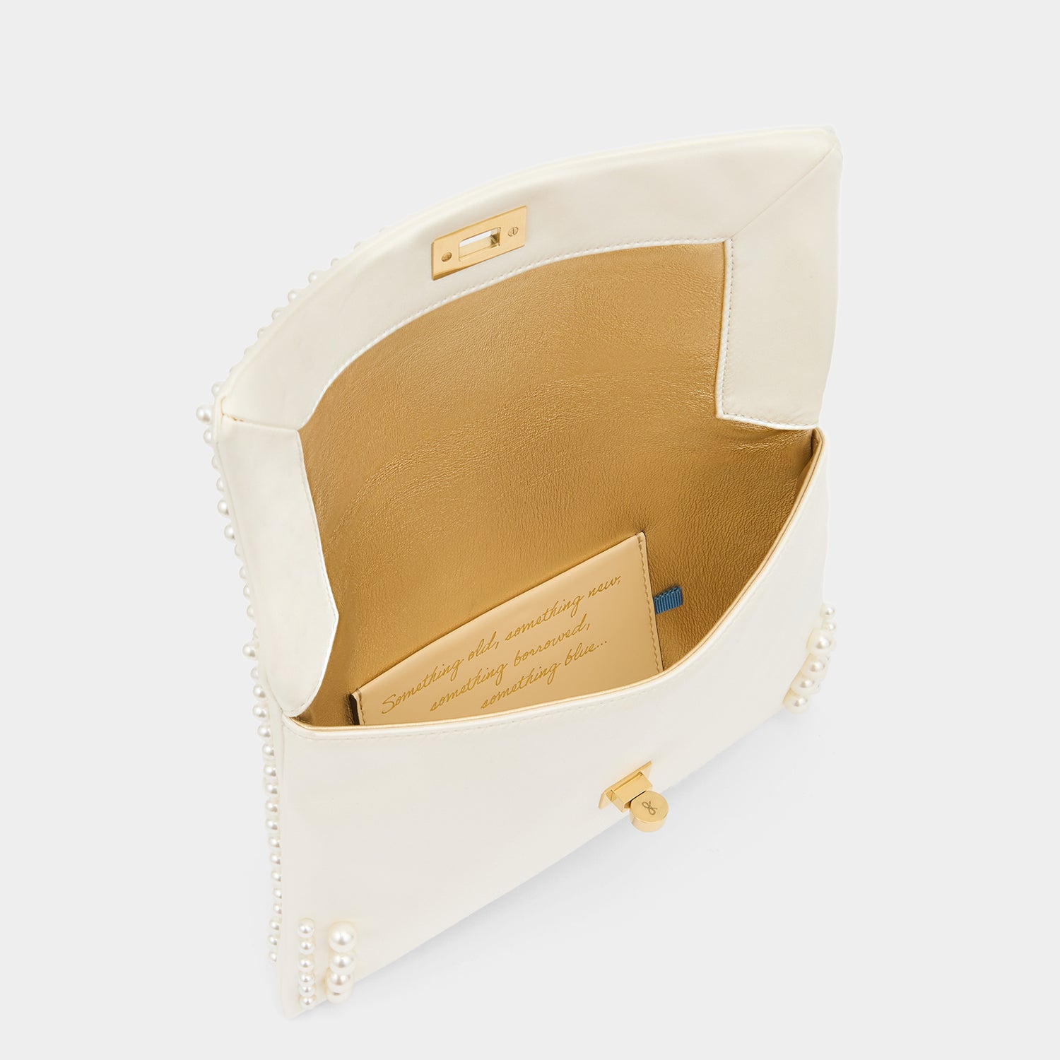 Valorie Pearls Clutch -

          
            Satin/Suede Leather in Ivory -
          

          Anya Hindmarch EU
