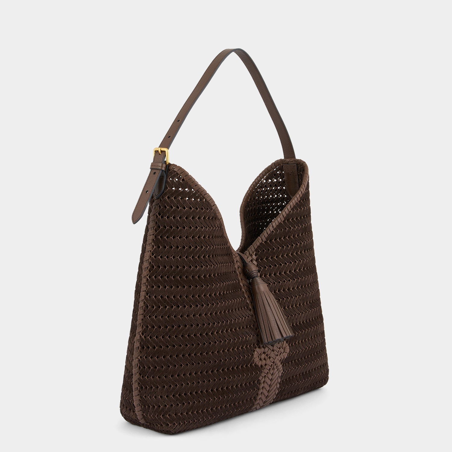 Neeson Tassel Hobo Bag -

          
            Suede Leather in Truffle -
          

          Anya Hindmarch EU
