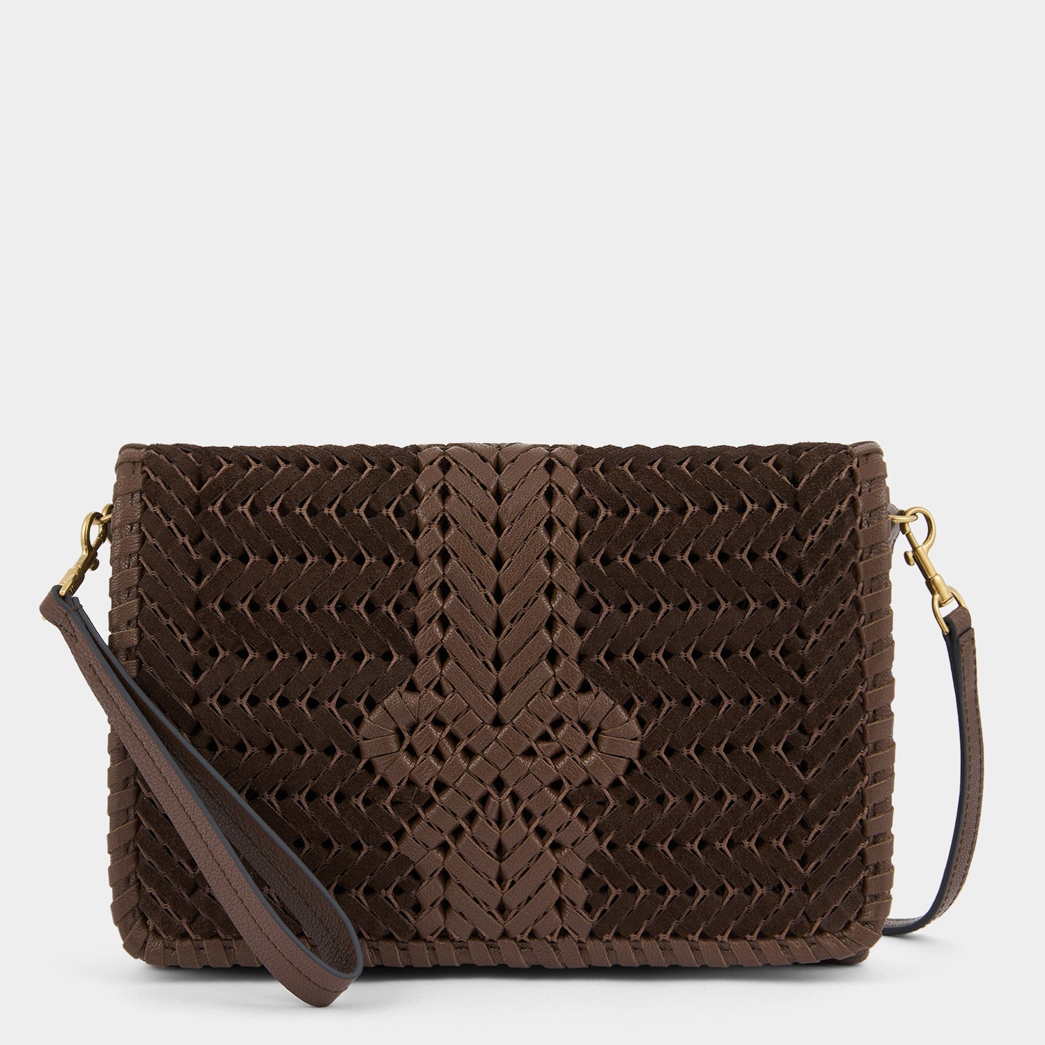 Neeson Cross-body -

          
            Suede Leather in Truffle -
          

          Anya Hindmarch EU
