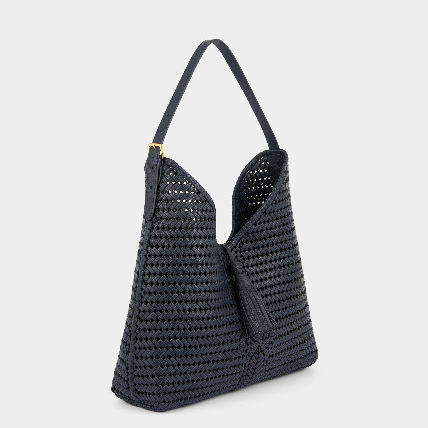 Neeson Tassel Hobo Bag -

          
            Capra Leather in Marine -
          

          Anya Hindmarch EU
