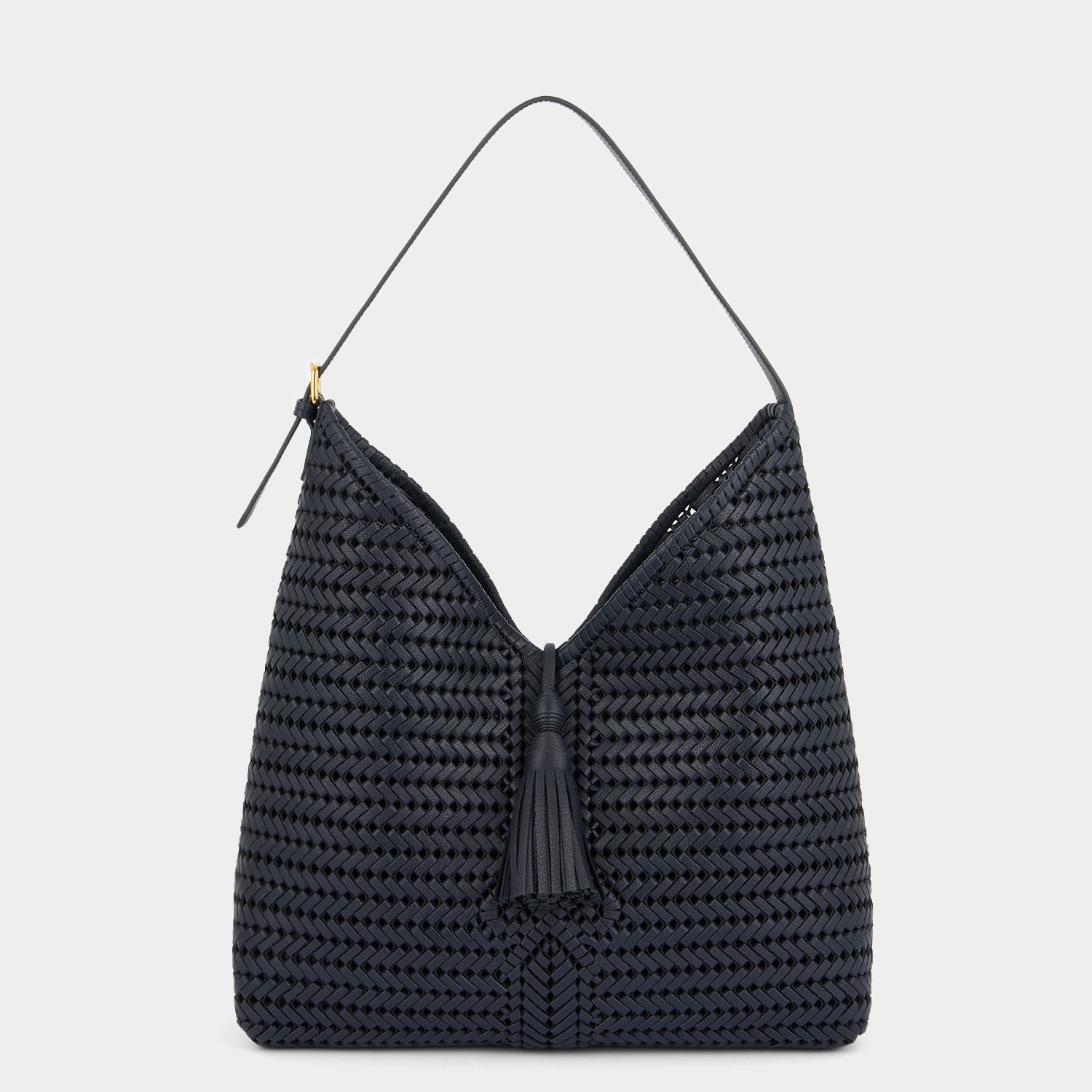 Neeson Tassel Hobo Bag -

          
            Capra Leather in Marine -
          

          Anya Hindmarch EU
