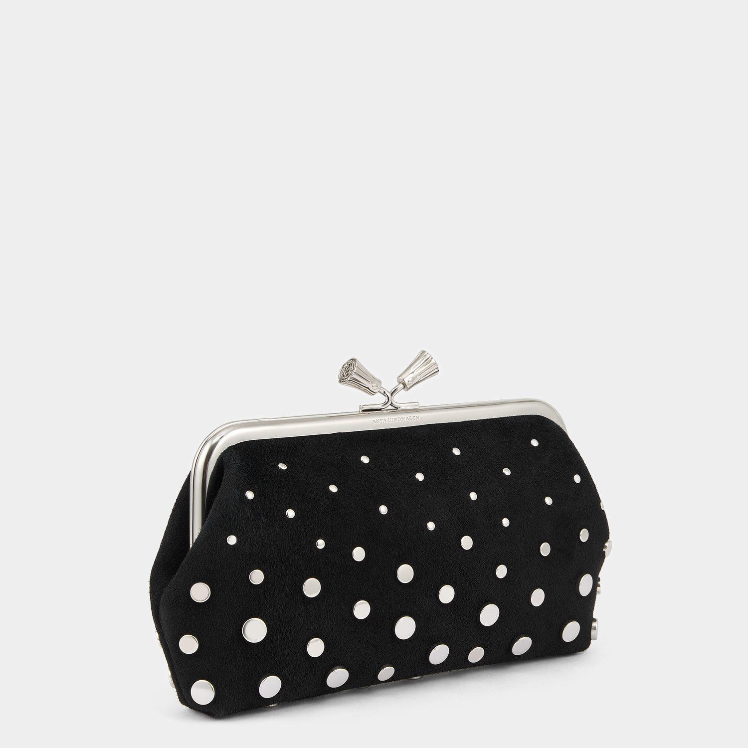 Maud Tassel Clutch with Studs -

          
            Suede Leather in Black -
          

          Anya Hindmarch EU
