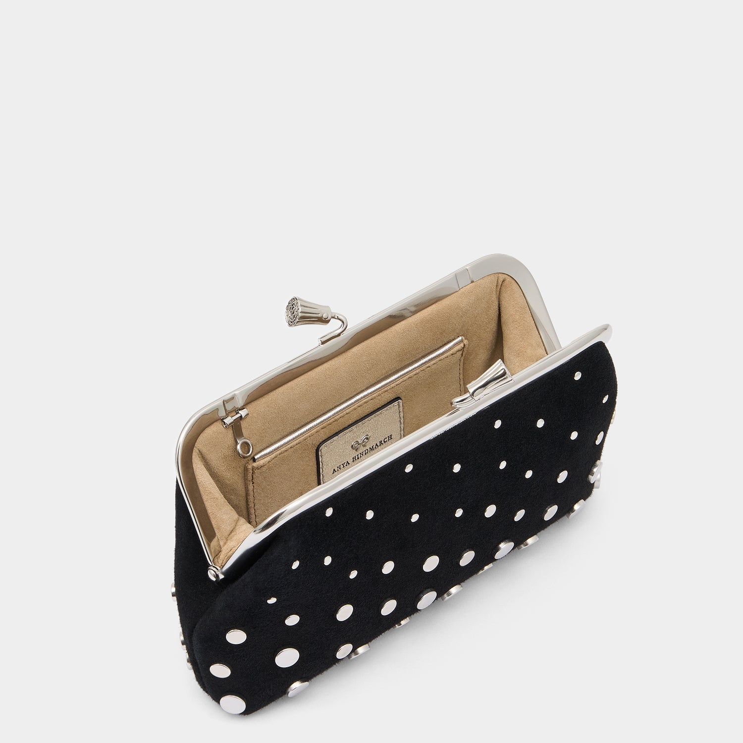 Maud Tassel Clutch with Studs -

          
            Suede Leather in Black -
          

          Anya Hindmarch EU
