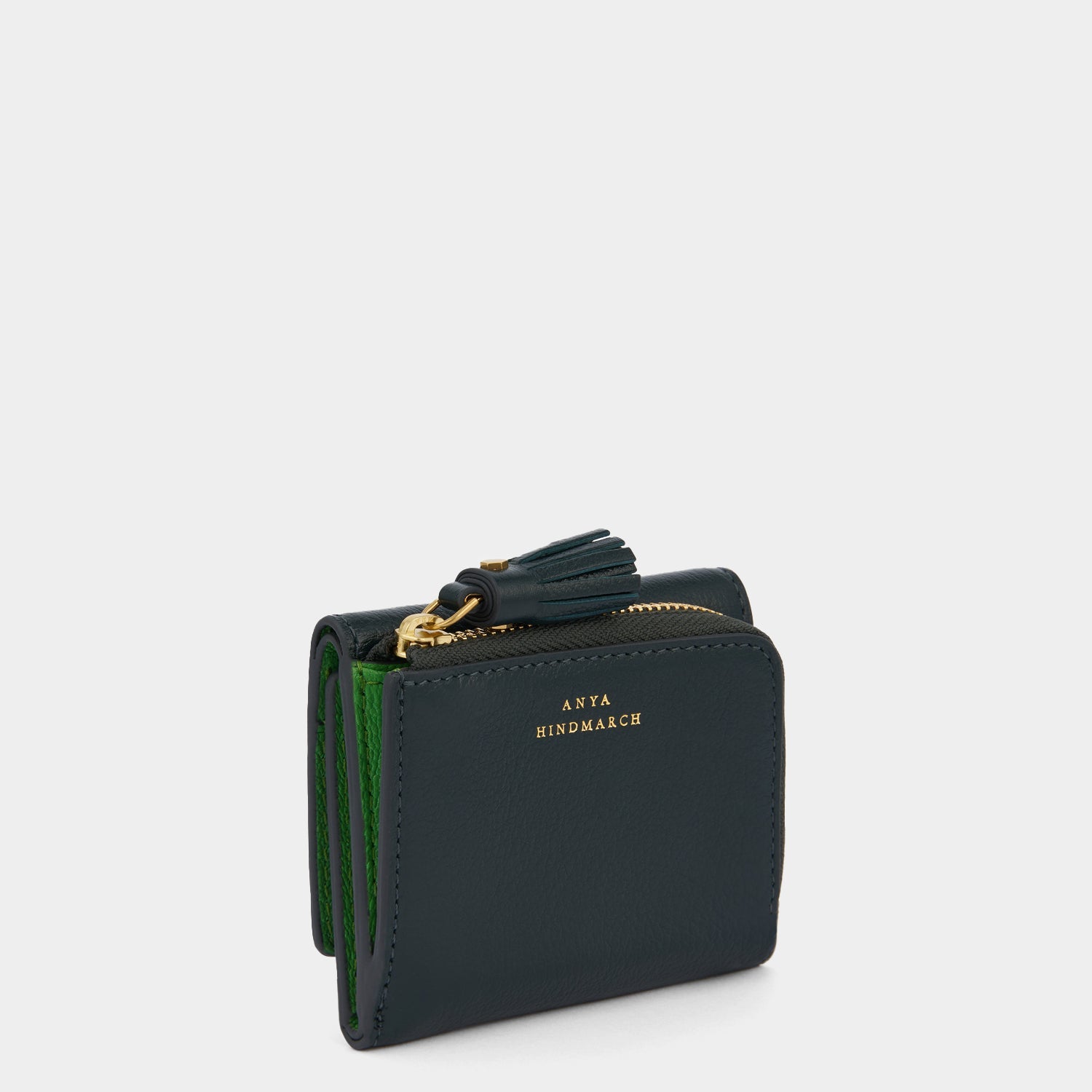 Peeping Eyes Mini Trifold Wallet -

          
            Capra Leather in Ink Green -
          

          Anya Hindmarch EU
