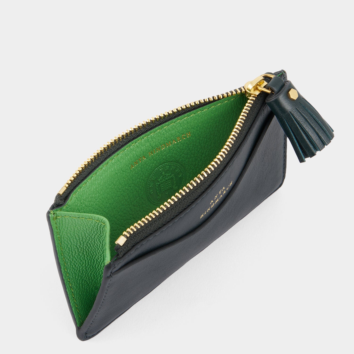 Peeping Eyes Zip Card Case -

          
            Capra Leather in Ink Green -
          

          Anya Hindmarch EU
