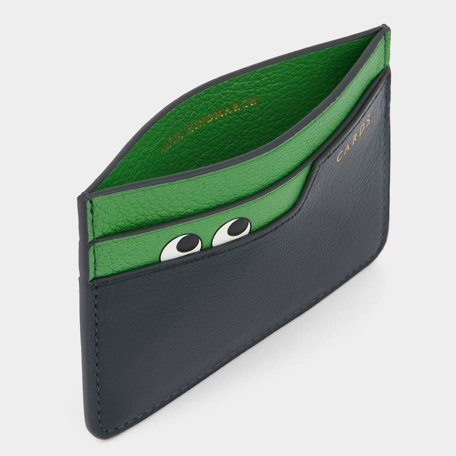 Peeping Eyes Card Case -

          
            Capra Leather in Ink Green -
          

          Anya Hindmarch EU
