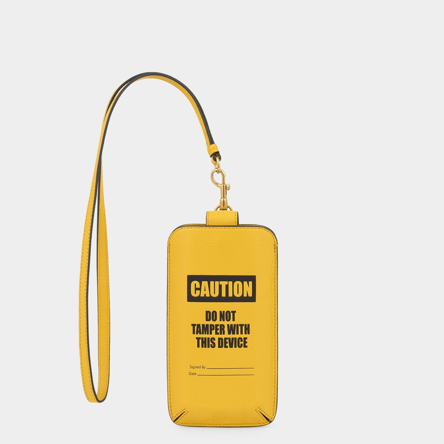 Caution Sunglasses Pouch -

          
            Capra Leather in Yellow -
          

          Anya Hindmarch EU
