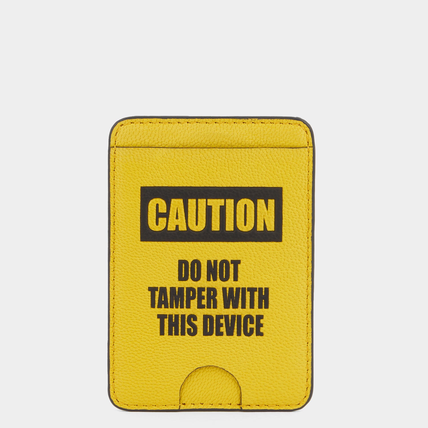 Caution Magnetic Card Case -

          
            Capra Leather in Yellow -
          

          Anya Hindmarch EU
