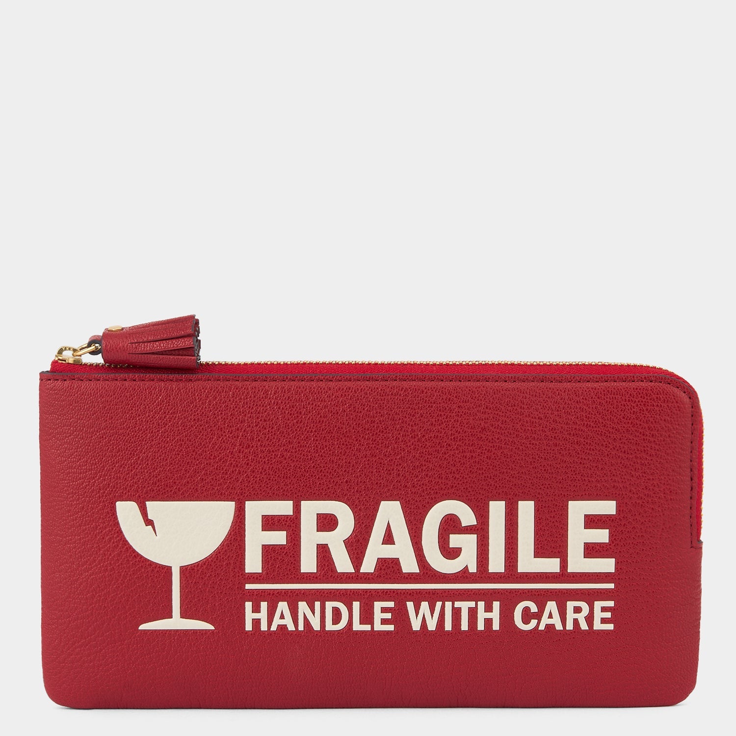 Fragile Zip Loose Pocket -

          
            Capra Leather in Red -
          

          Anya Hindmarch EU
