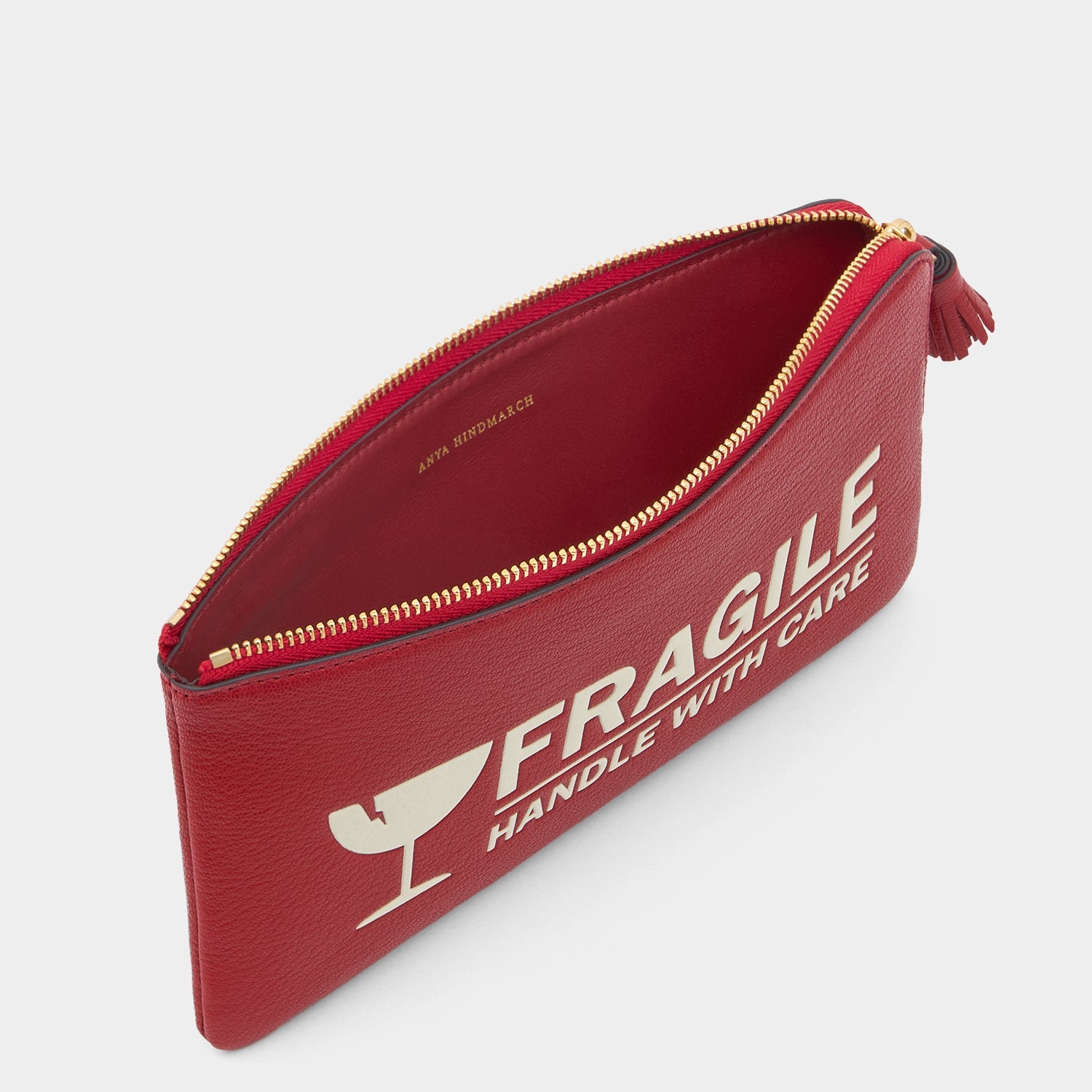 Fragile Zip Loose Pocket -

          
            Capra Leather in Red -
          

          Anya Hindmarch EU
