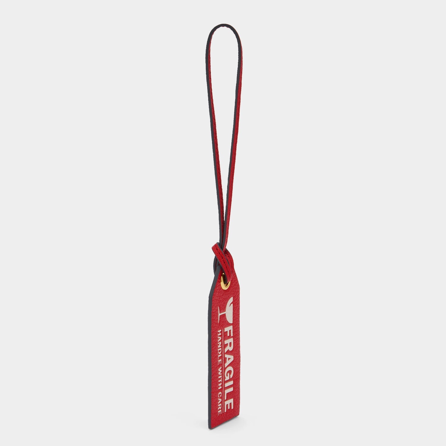 Fragile Luggage Label Charm -

          
            Capra Leather in Bright Red -
          

          Anya Hindmarch EU
