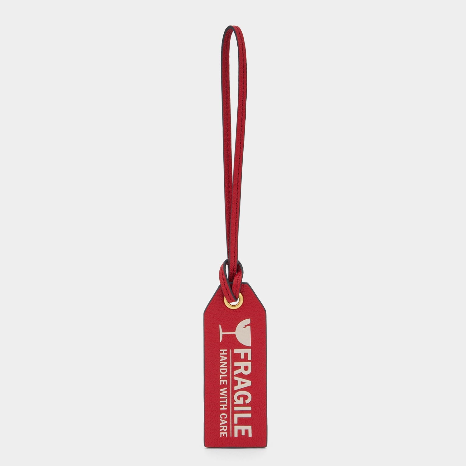 Fragile Luggage Label Charm -

          
            Capra Leather in Bright Red -
          

          Anya Hindmarch EU
