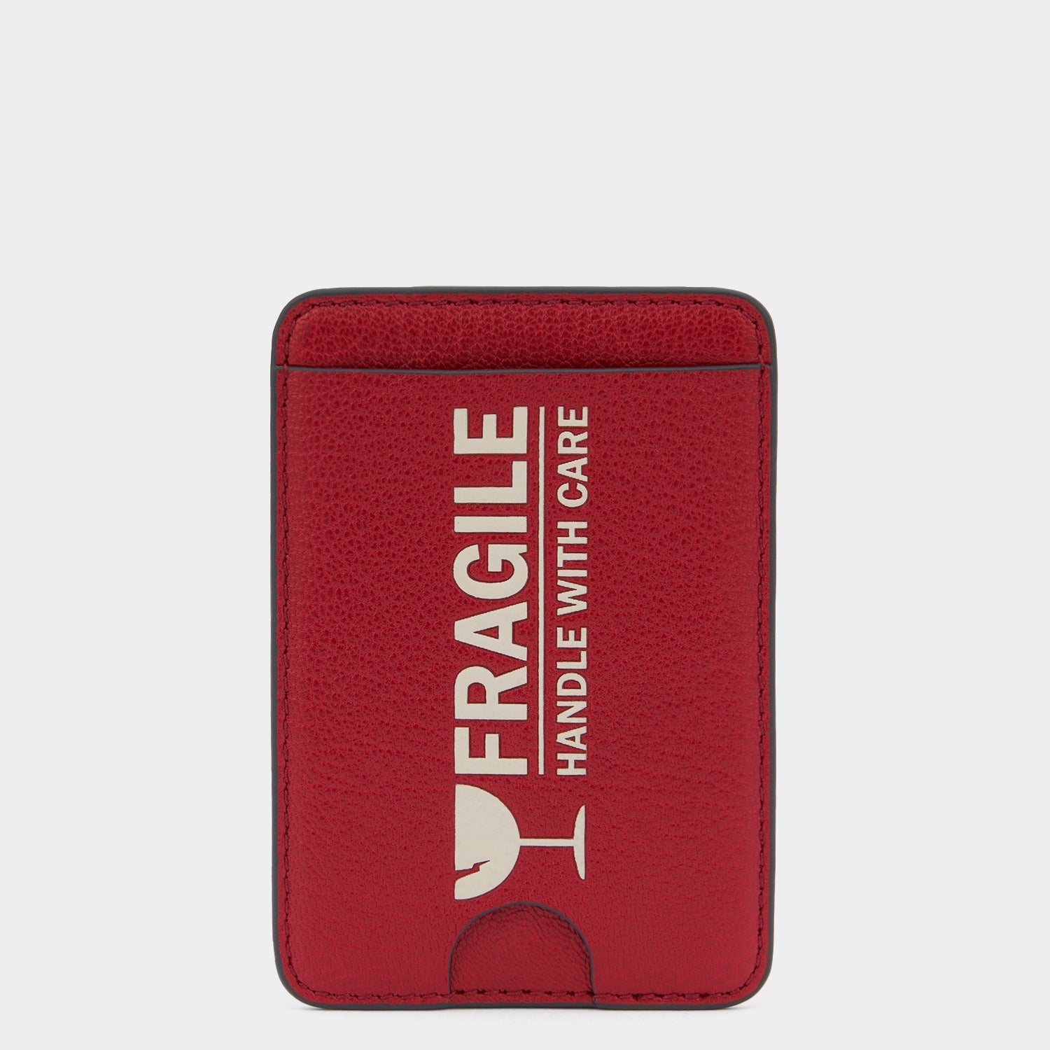 Fragile Magnetic Card Case -

          
            Capra Leather in Red -
          

          Anya Hindmarch EU
