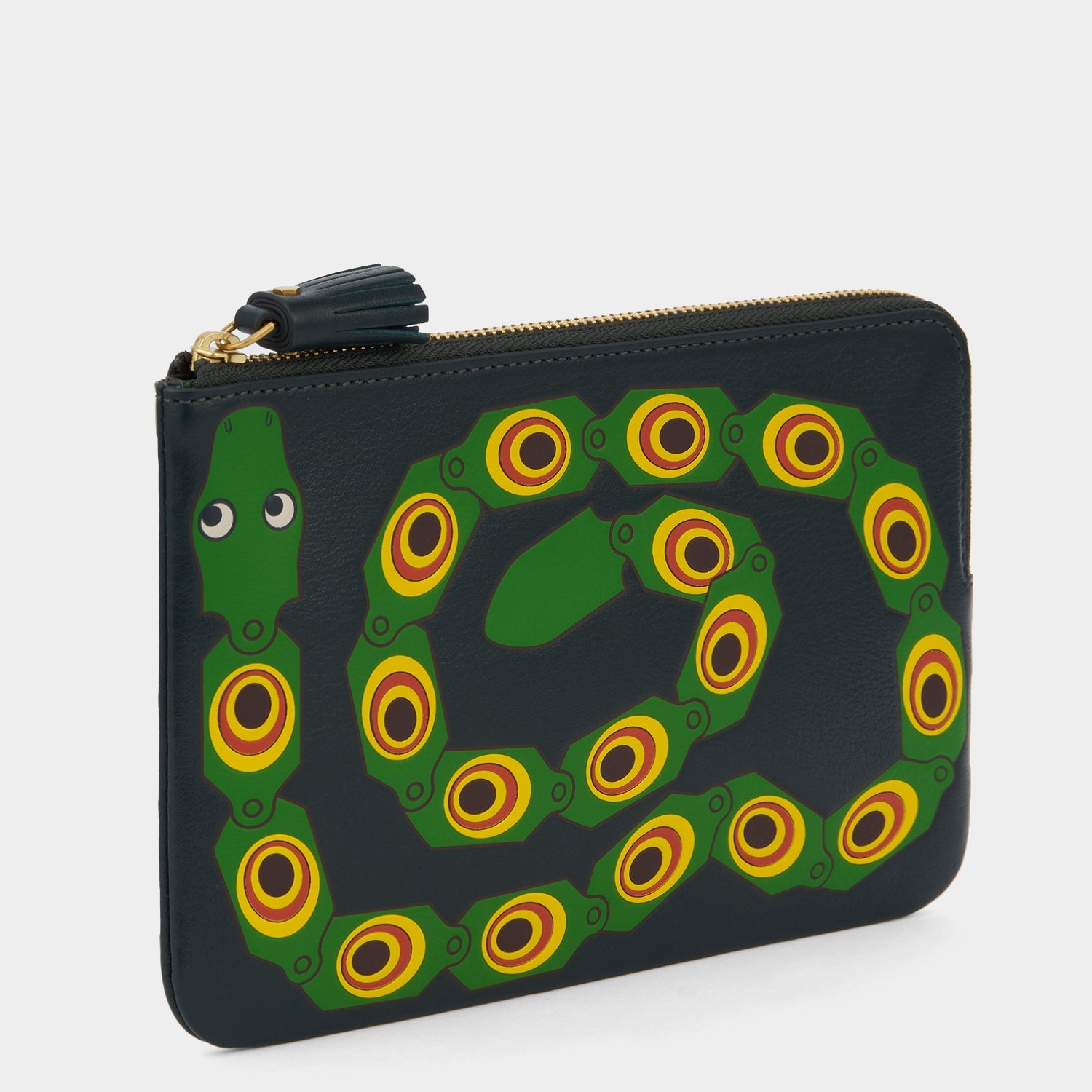 Snake Zip Loose Pocket -

          
            Capra Leather in Ink Green -
          

          Anya Hindmarch EU
