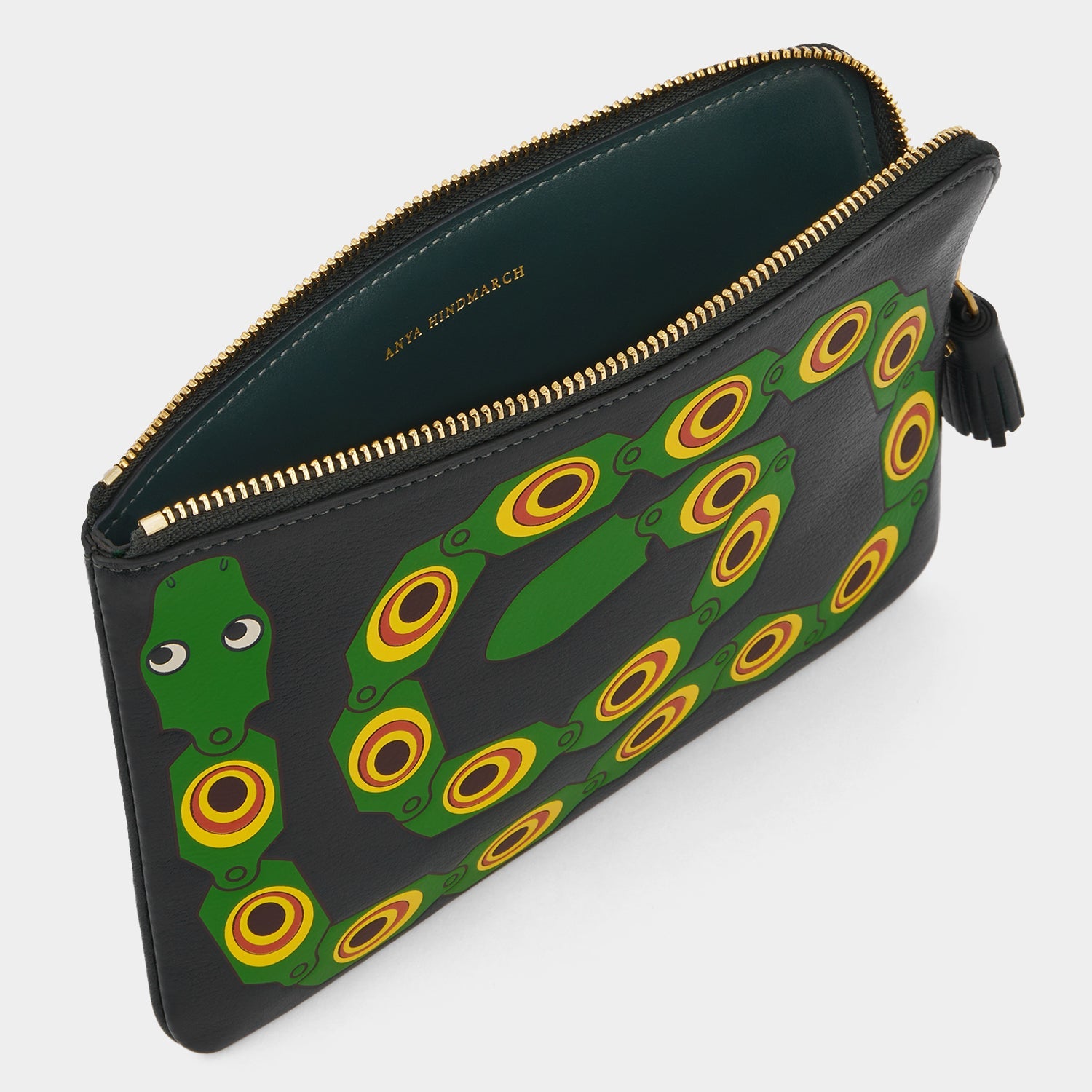 Snake Zip Loose Pocket -

          
            Capra Leather in Ink Green -
          

          Anya Hindmarch EU
