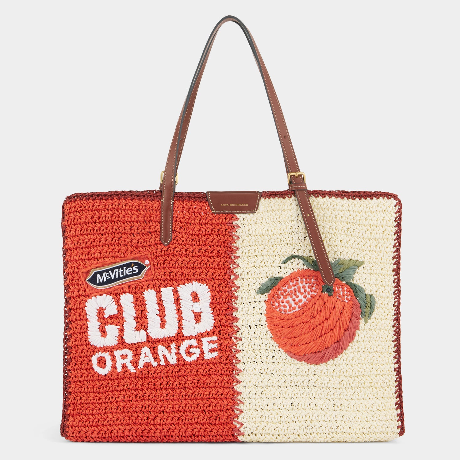 Anya Brands Club Orange E/W Tote -

          
            Paper Raffia in Clementine Orange/Chalk White -
          

          Anya Hindmarch EU
