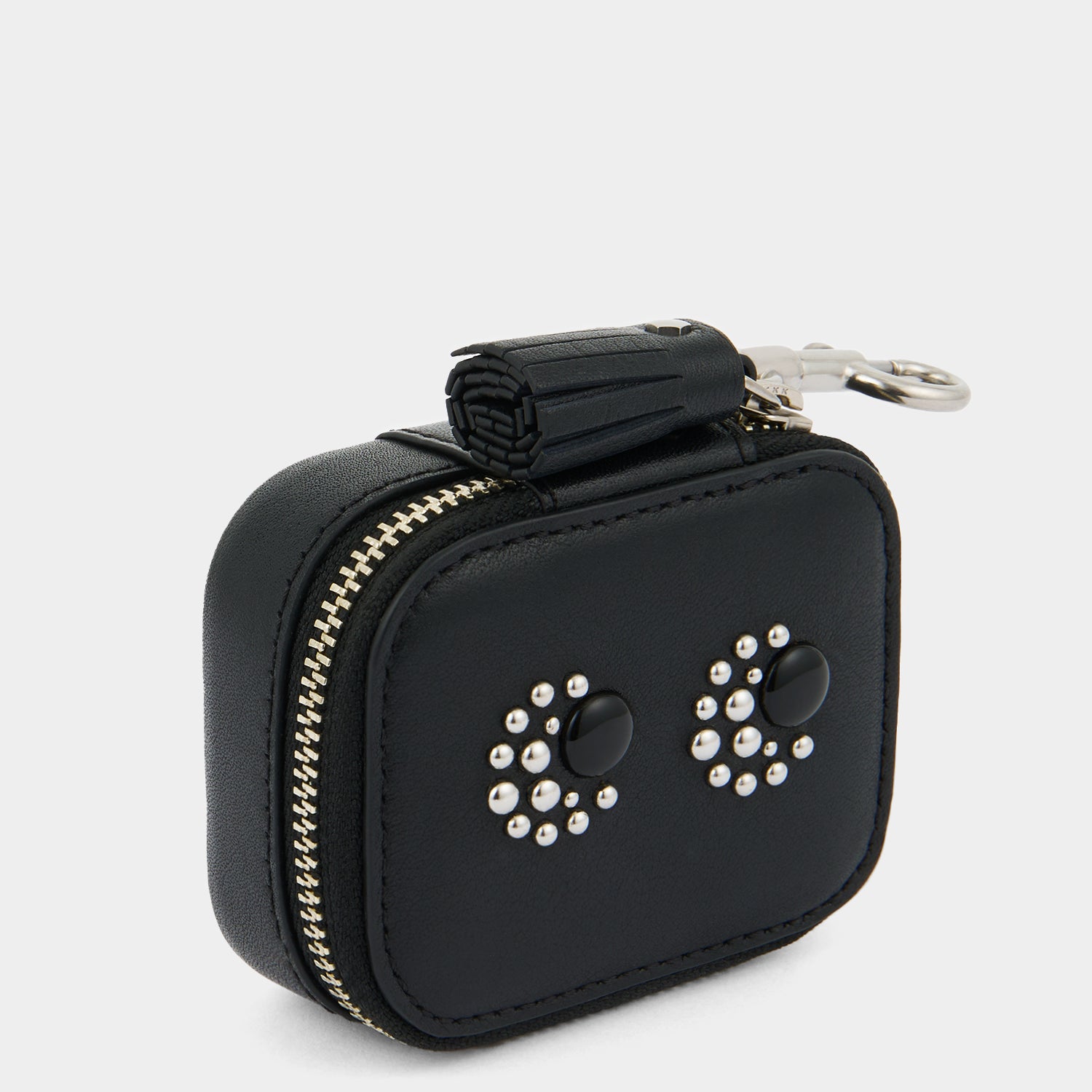 Eyes Studded Ear Phones Case -

          
            Satin Leather in Black -
          

          Anya Hindmarch EU
