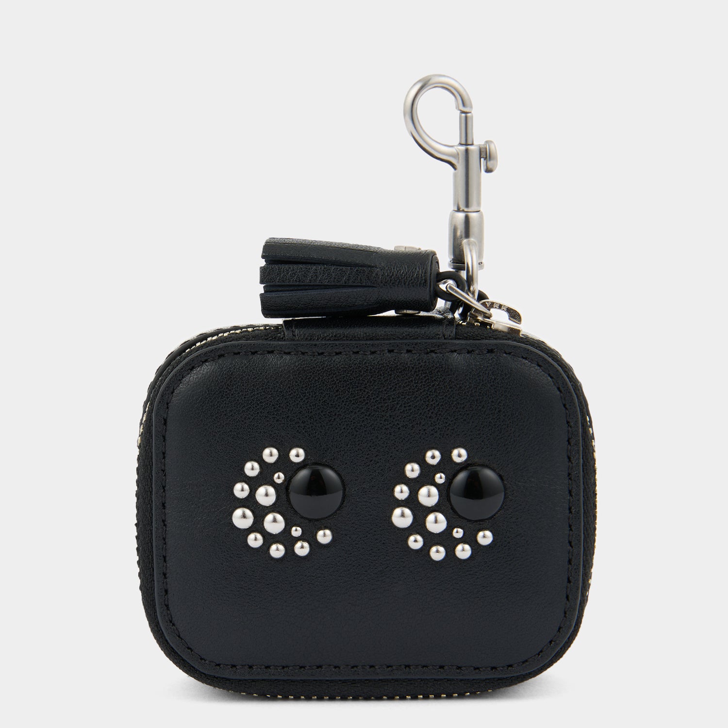 Eyes Studded Ear Phones Case -

          
            Satin Leather in Black -
          

          Anya Hindmarch EU
