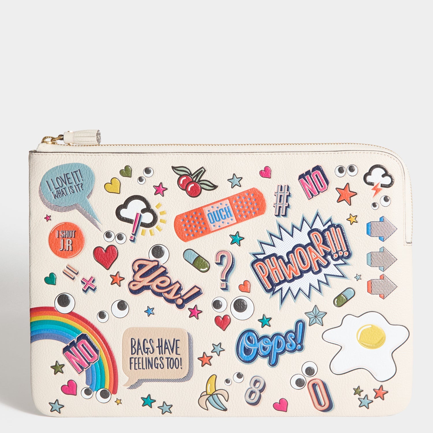 All Over Stickers Laptop Case -

          
            Capra Leather in Chalk -
          

          Anya Hindmarch EU
