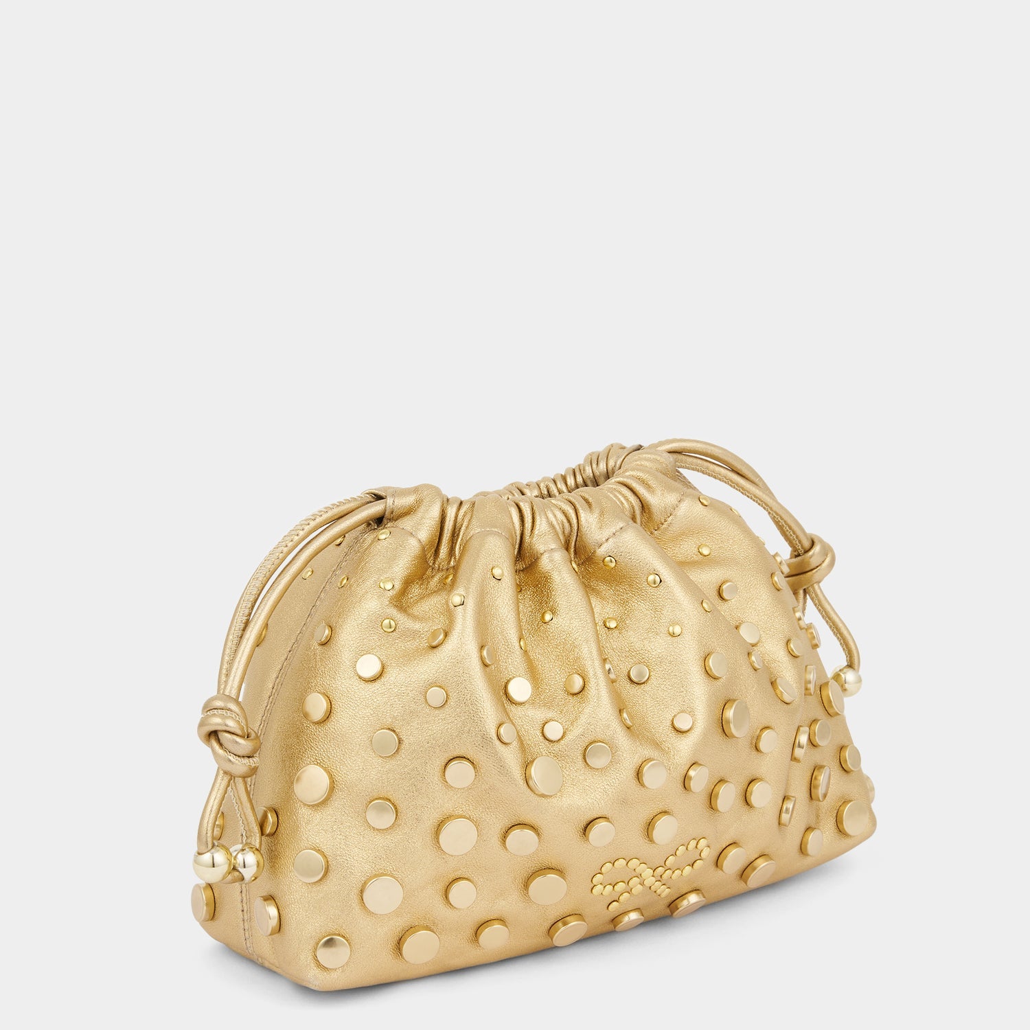 Studs Drawstring Pouch -

          
            Satin/Suede Leather in Gold -
          

          Anya Hindmarch EU
