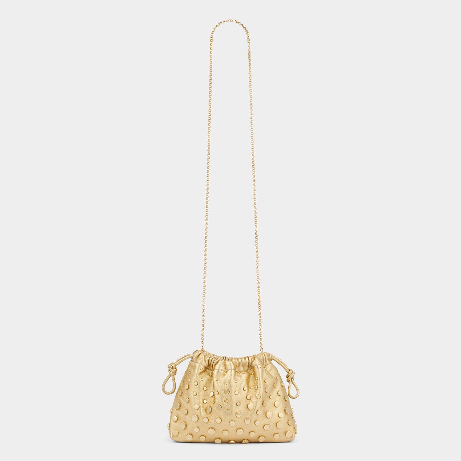 Studs Drawstring Pouch -

          
            Satin/Suede Leather in Gold -
          

          Anya Hindmarch EU
