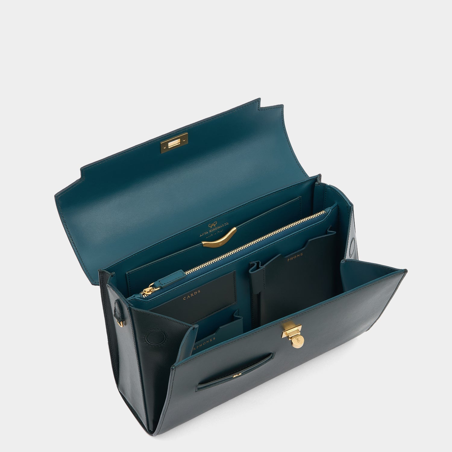 Mortimer Top Handle -

          
            Calf Leather in Ink Green -
          

          Anya Hindmarch EU
