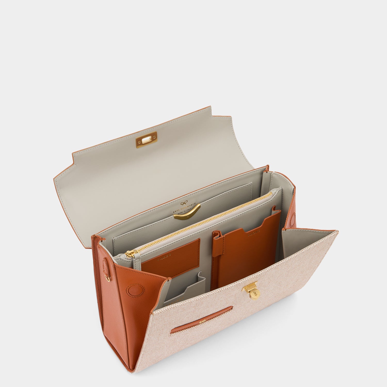 Mortimer in Spice Silky Calf with Manilla Canvas -

          
            Calf Leather in Spice/Manilla Beige -
          

          Anya Hindmarch EU
