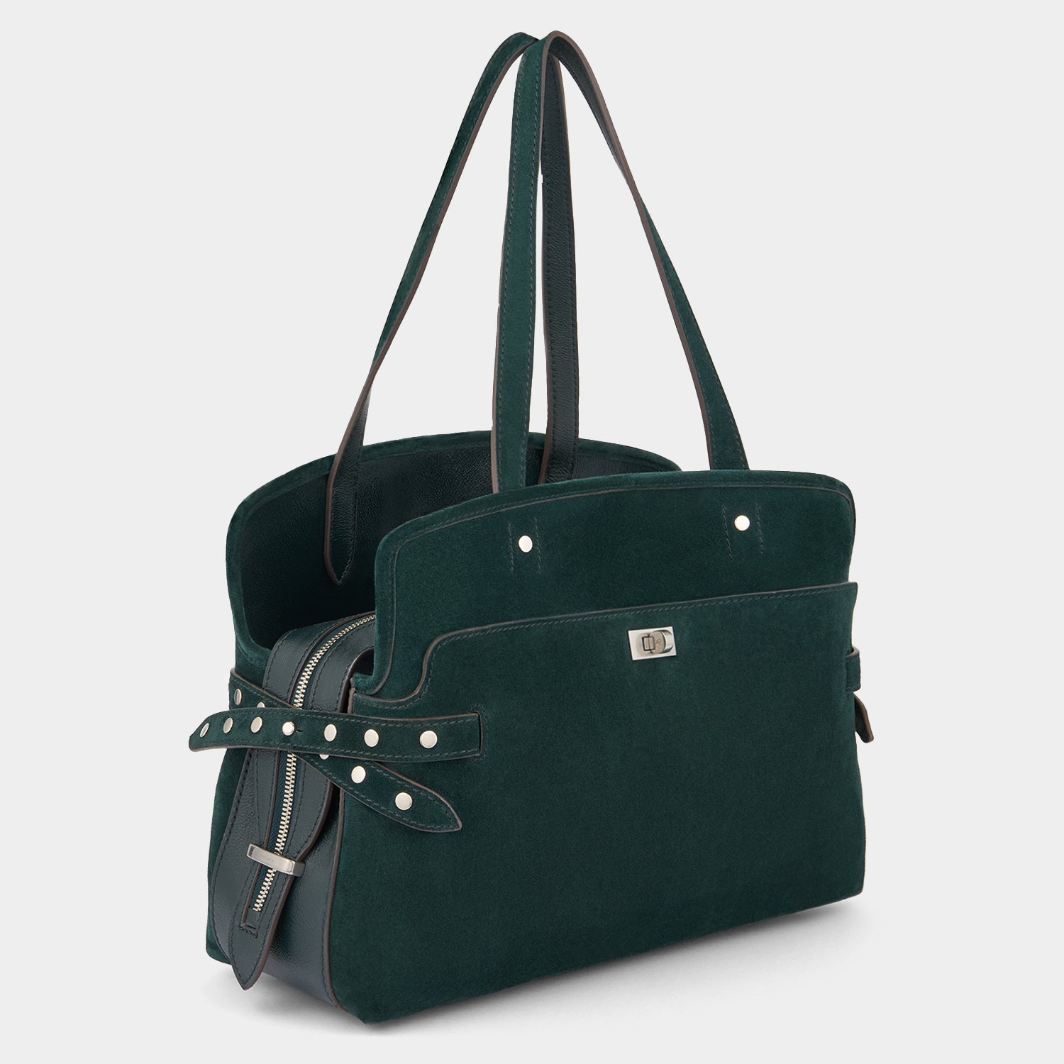 Wilson Shoulder Bag with Studs -

          
            Suede/Calf Leather in Ink Green -
          

          Anya Hindmarch EU
