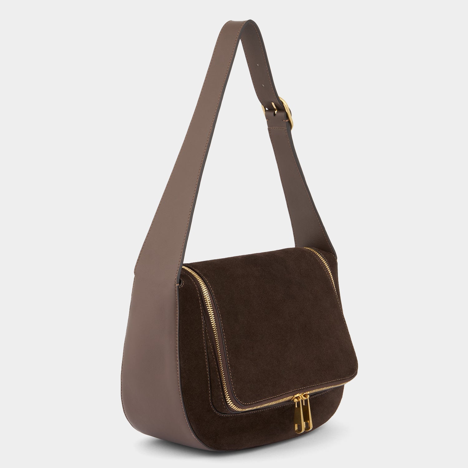 Vere Shoulder Bag -

          
            Suede/Calf Leather in Truffle -
          

          Anya Hindmarch EU
