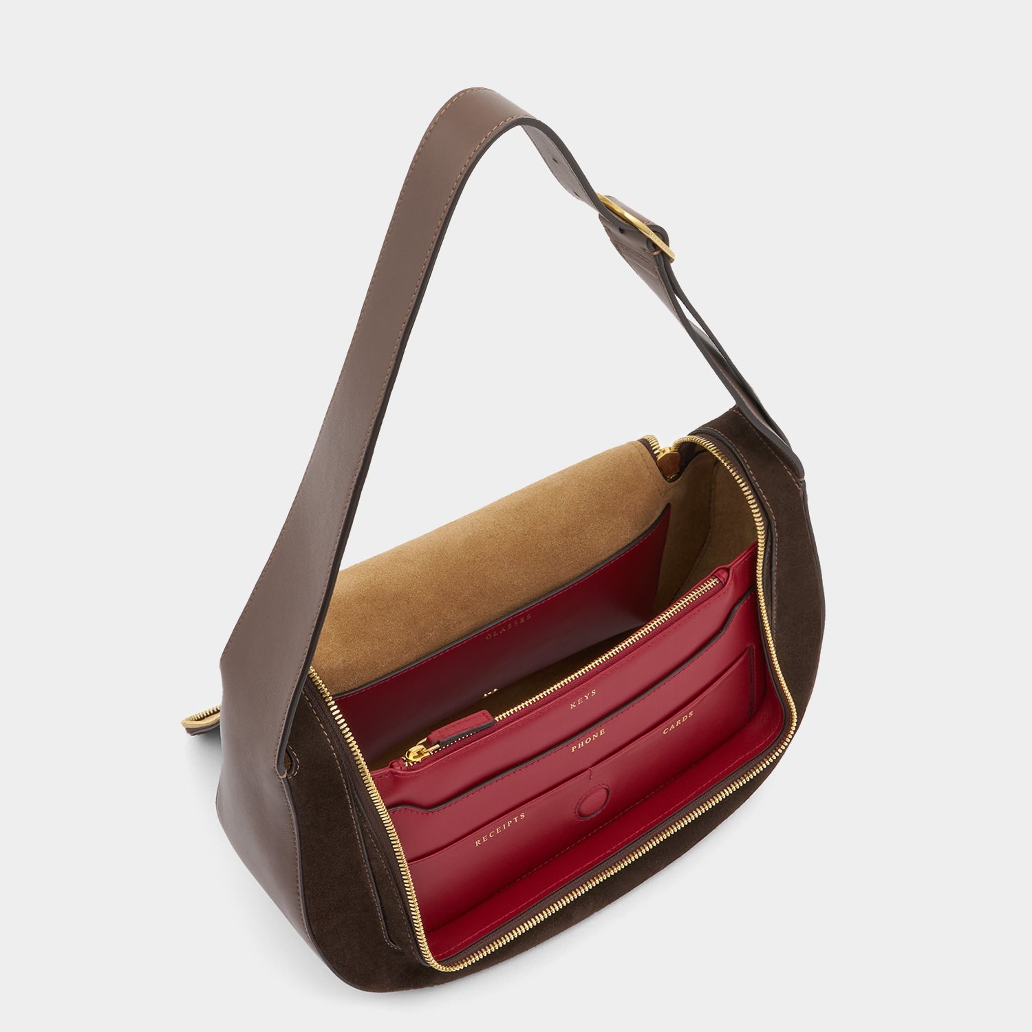 Vere Shoulder Bag -

          
            Suede/Calf Leather in Truffle -
          

          Anya Hindmarch EU
