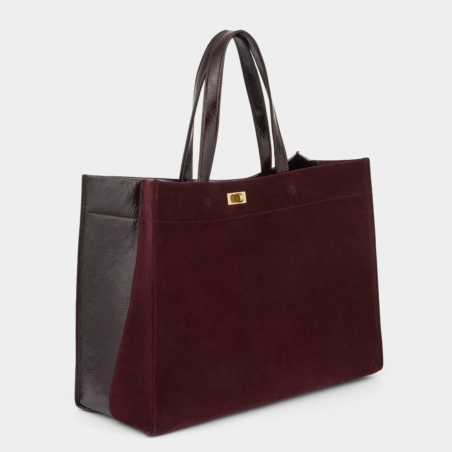 Mortimer Tote -

          
            Suede/Patent Leather in Grape -
          

          Anya Hindmarch EU
