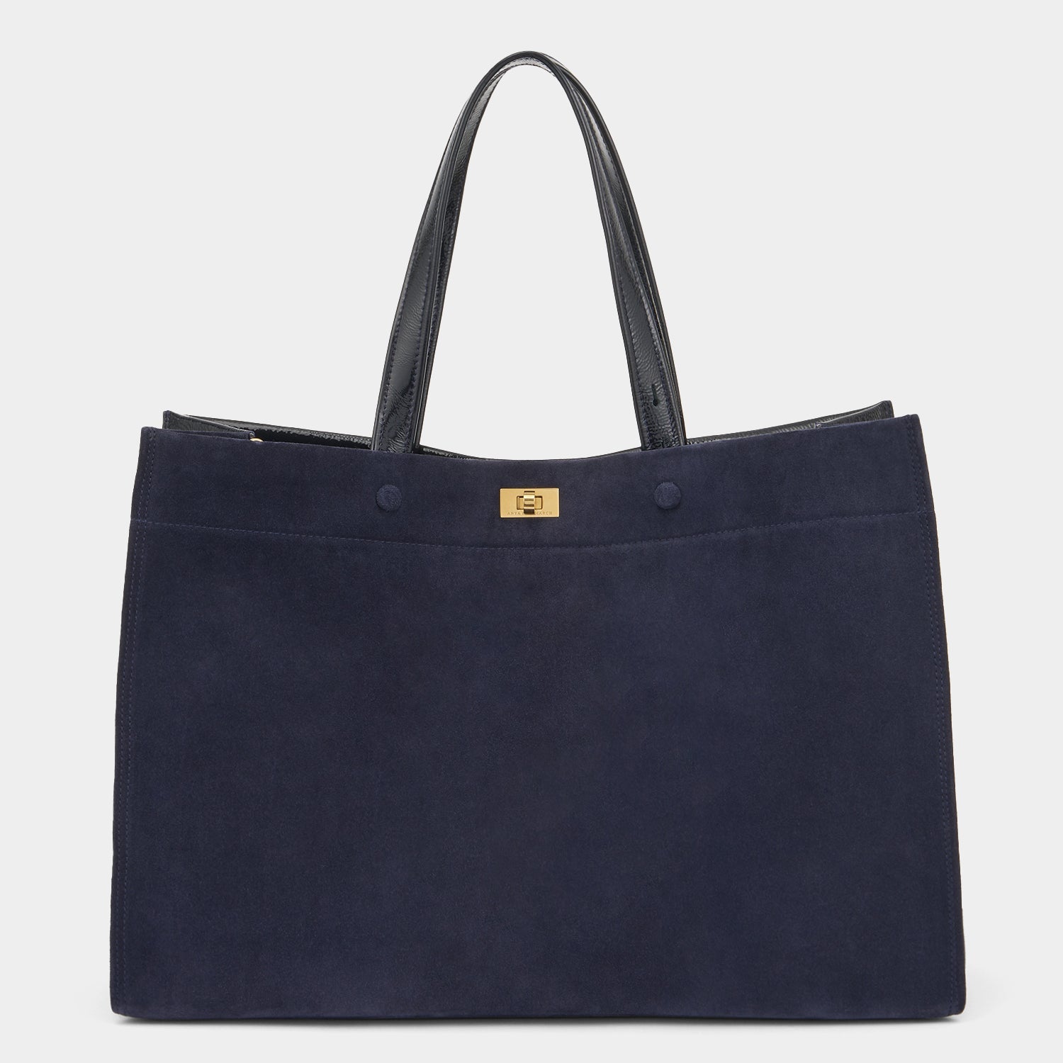 Mortimer Tote -

          
            Suede/Patent Leather in Marine -
          

          Anya Hindmarch EU
